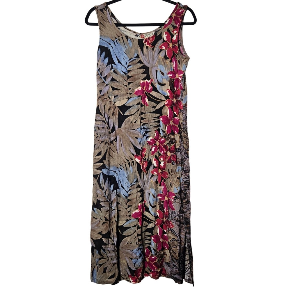 Hilo Hattie Hawaiian Original Floral Midi Dress Medium Tropical Summer Vacation